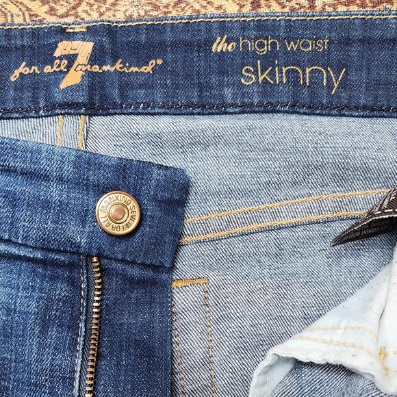 TWO PAIRS 7 For All Mankind High Rise Skinny Fit Jeans Sz27 (size 4) - Picture 3 of 17